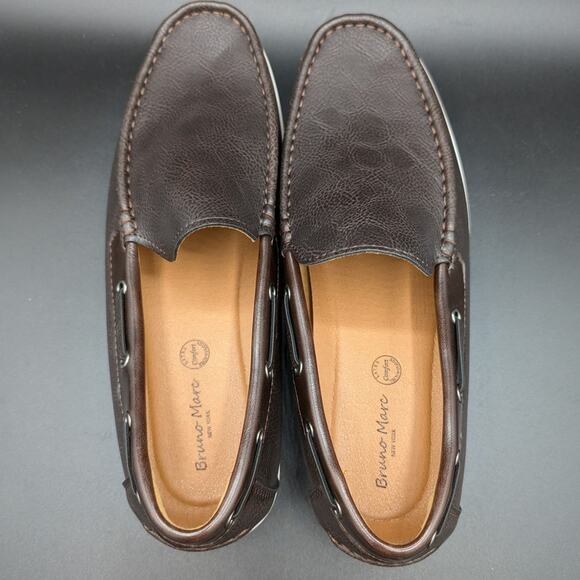 Bruno Marc Loafers Mens 8.5 Slip on Shoes Brown Latex Comfort Preppy Office Work - Picture 4 of 9